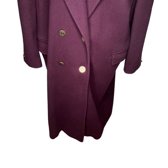 Larry Levine Jacket Womens XL Purple Wool Trench Coat Long Vintage - Picture 3 of 16